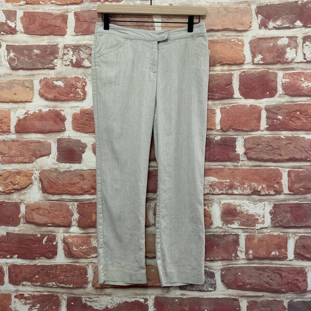 J Jill Pants Women's Size 2 Khaki Gray Linen Blend Genuine Fit Cropped Pants